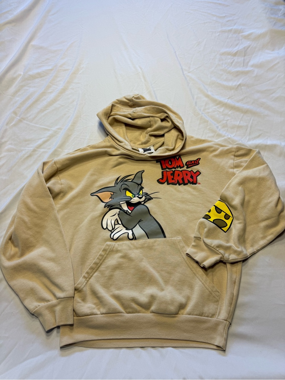 Tom and Jerry Beige Graphic Hoodie